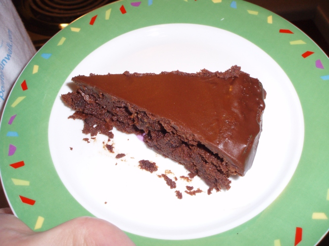 Slice of chocolate armagnac cake